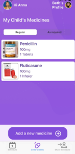 Regular medicines saved on app